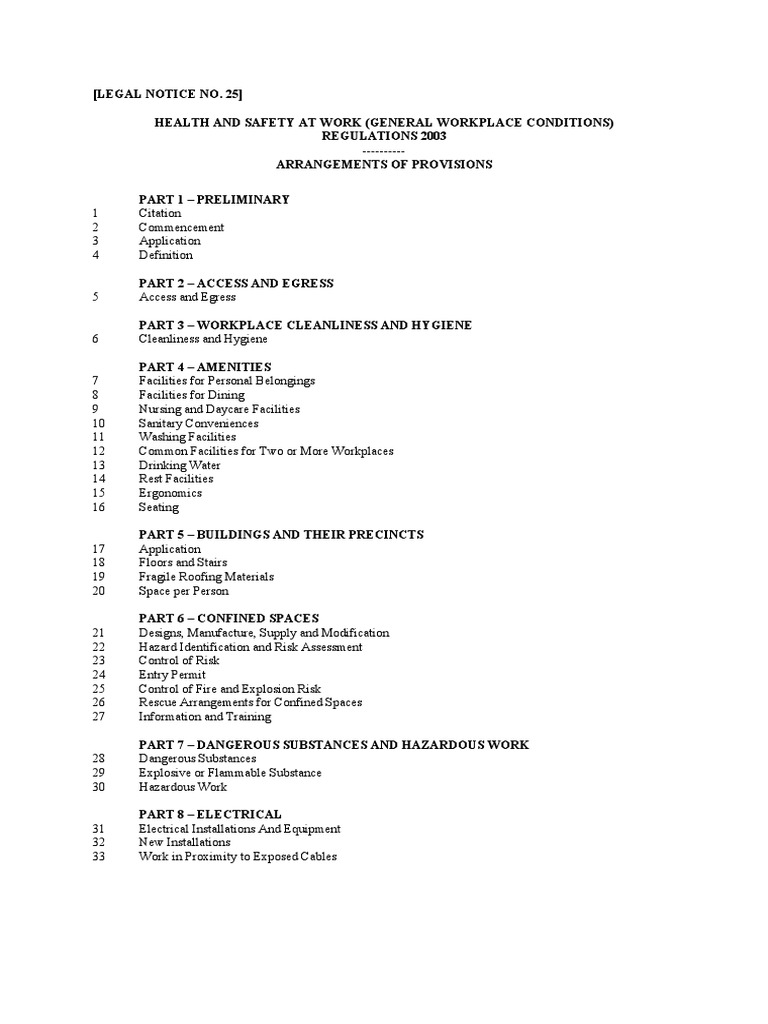 Health and Safety Regulations 2003 | PDF | Occupational Safety And ...