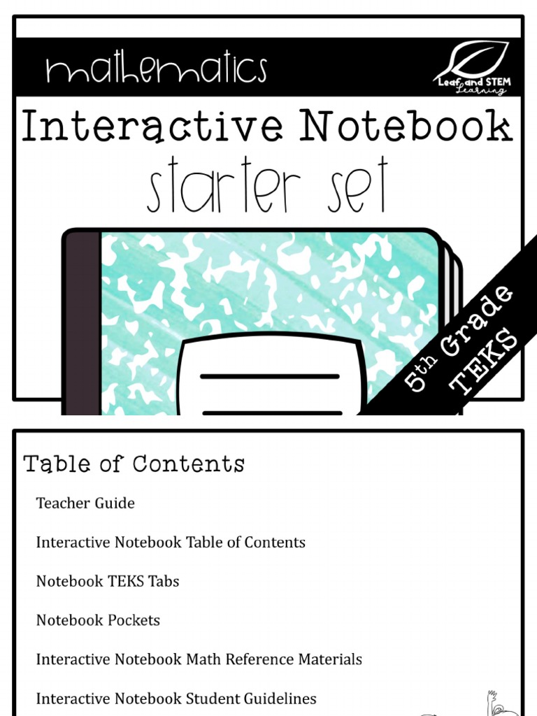 Interactive Notebook Starter Set For 5th Grade TEKS LaSL 2 | PDF
