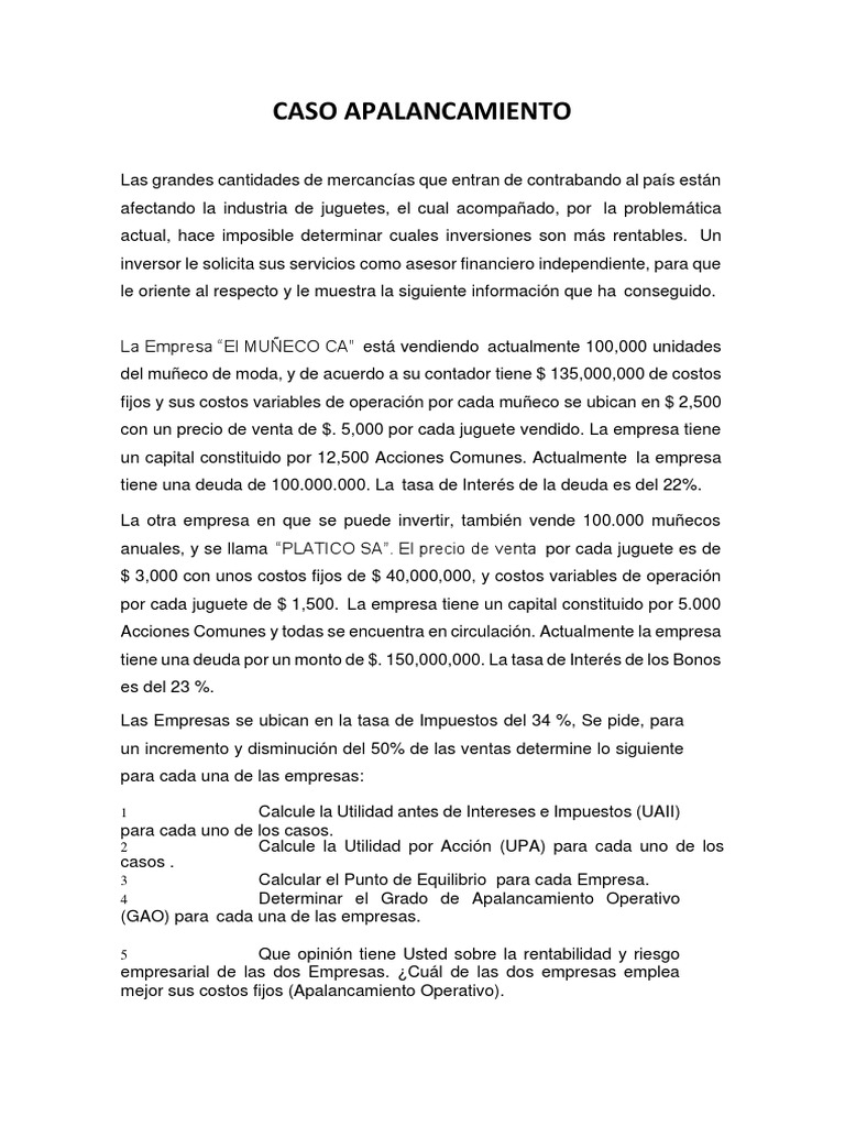 Análisis Financiero de Empresas de Juguetes | PDF | Apalancamiento ...