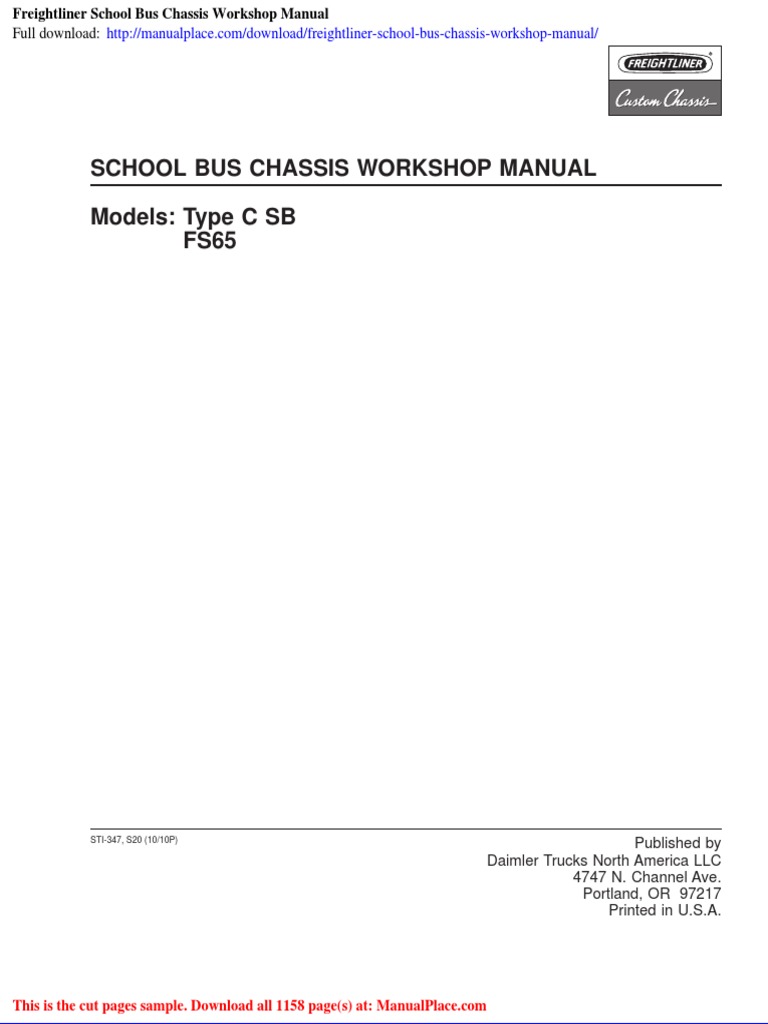 Freightliner School Bus Chassis Workshop Manual | PDF | Screw | Nut ...