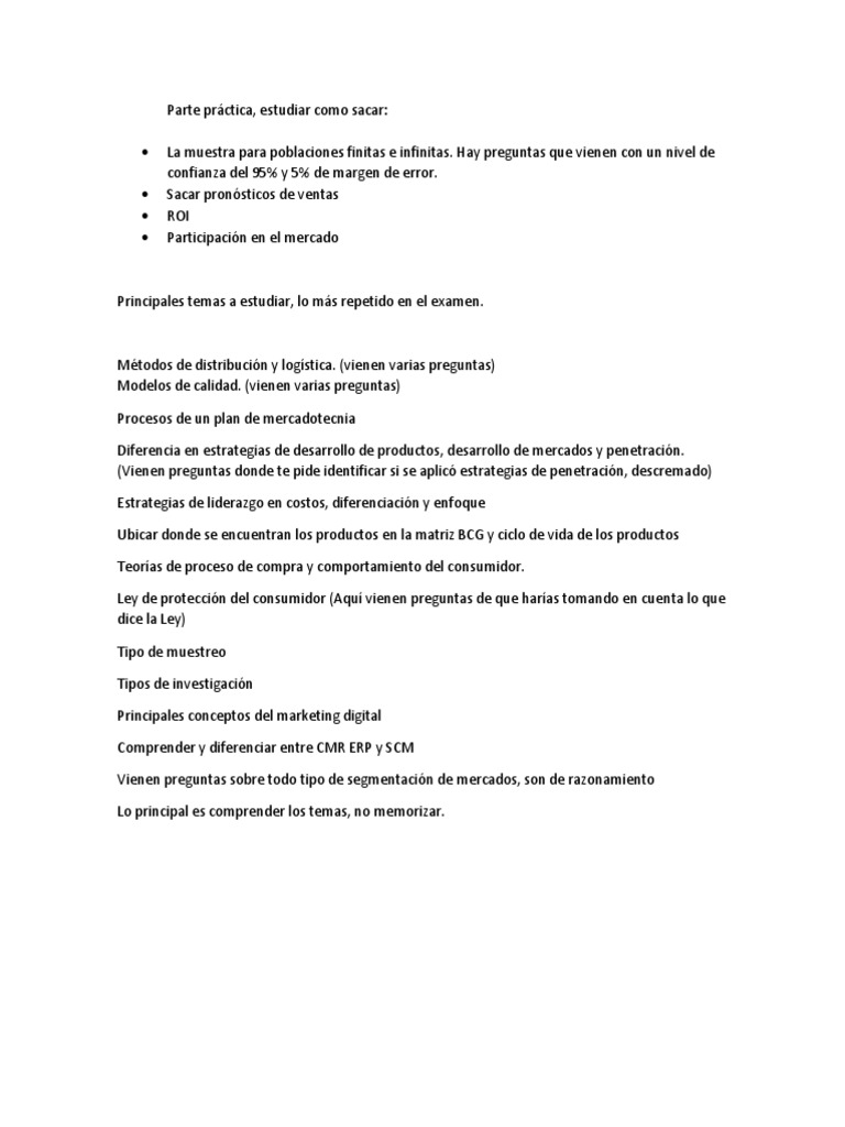 Temas Del Examen Mercadotecnia Uvm Pdf