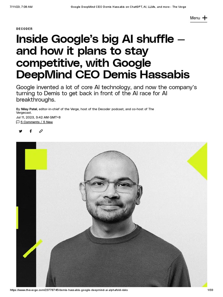 Google DeepMind CEO Demis Hassabis On ChatGPT, AI, LLMS, and More | PDF