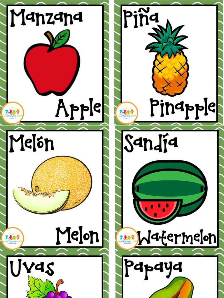 Tarjetas Frutas y Verduras | PDF