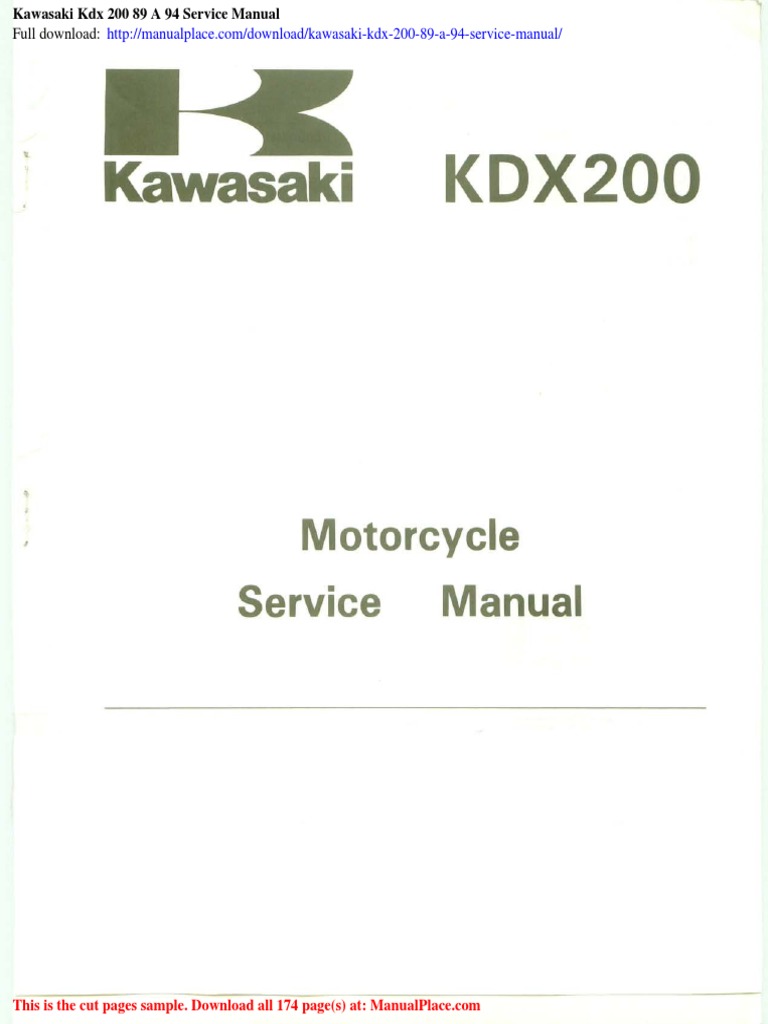 Kawasaki KDX250SR サービスマニュアル 使用説明書 Service Manual Kawasaki 1993 KDX 250 Repair