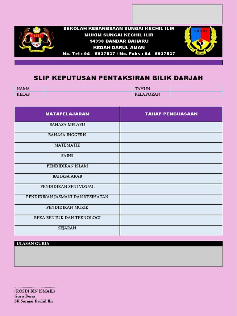 Slip Pelaporan Online Pbd Pdf