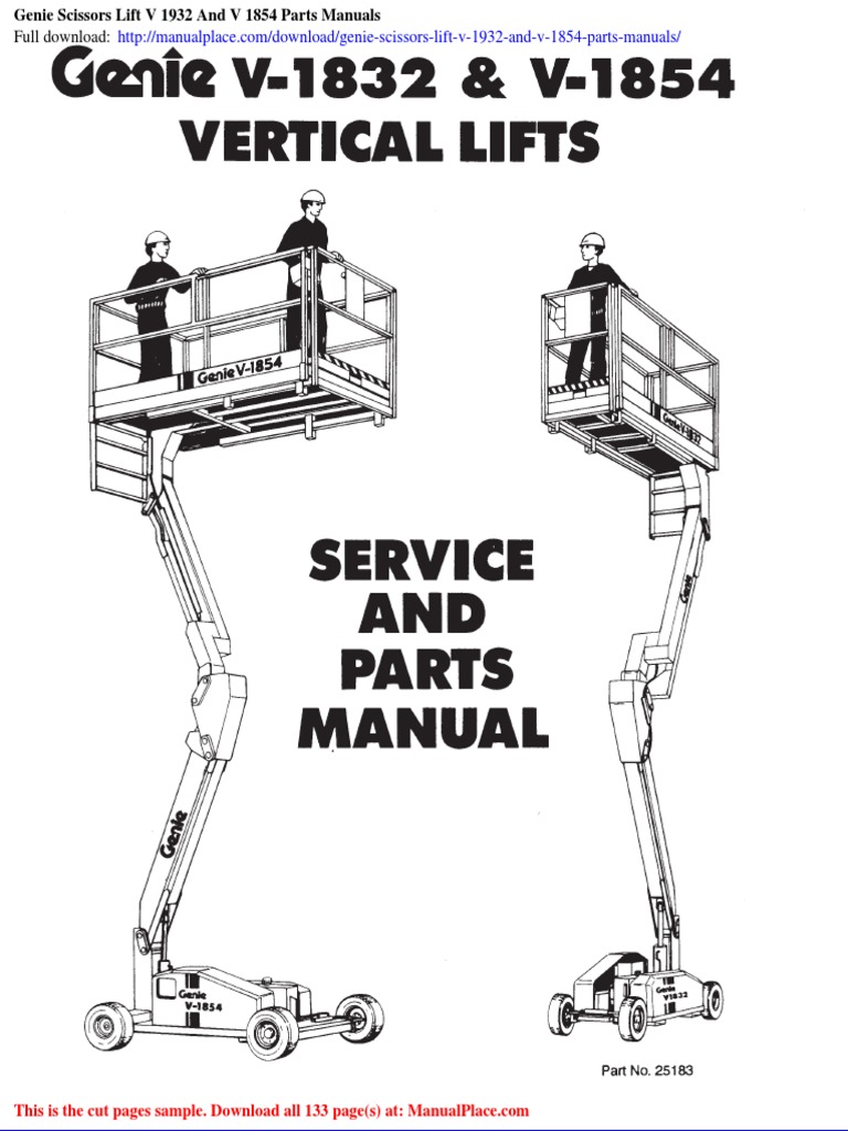 Genie Scissors Lift v 1932 and v 1854 Parts Manuals PDF