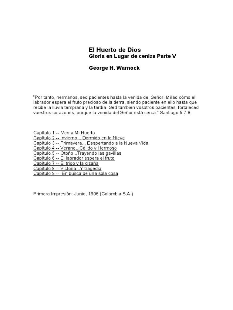 El Huerto de Dios: Esperanza y Cosecha | PDF | Cristo (título) | Dios