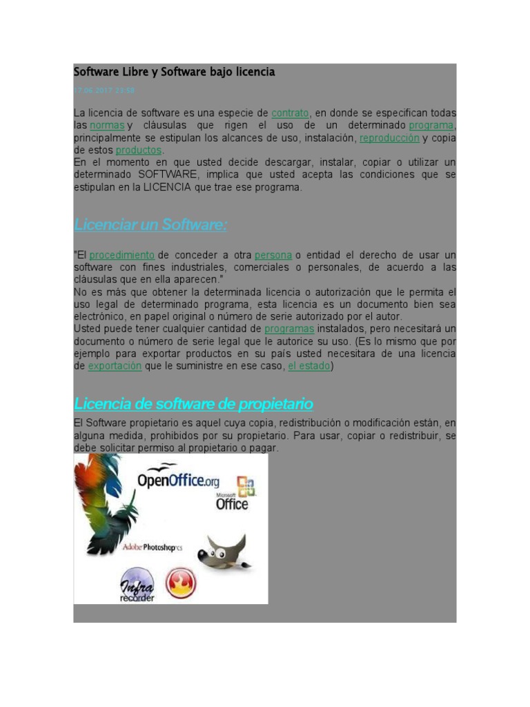 Software Libre y Software Bajo Licencia | PDF