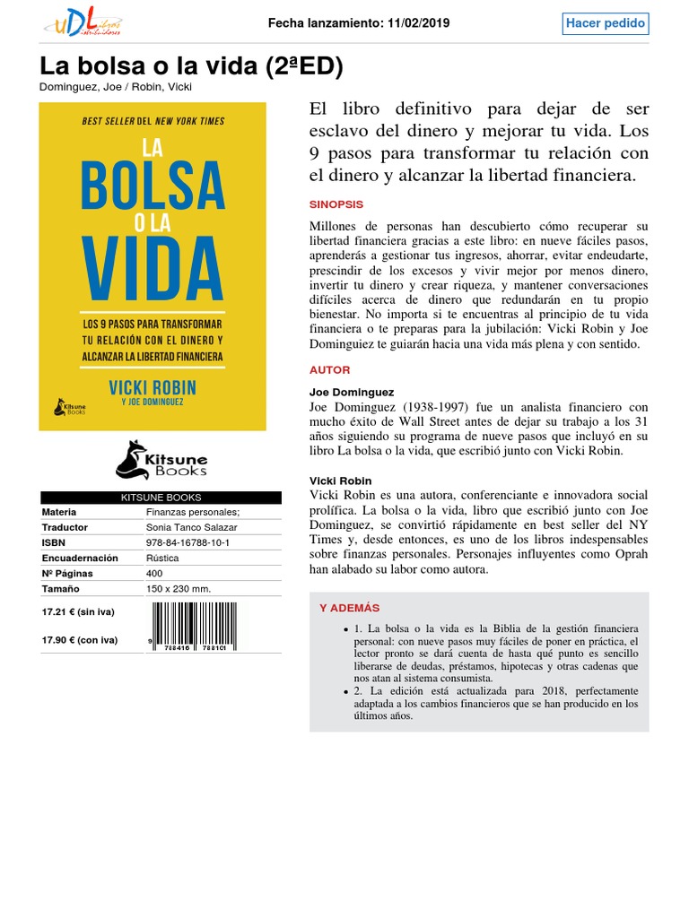 La Bolsa o La Vida (2 ED), PDF, Dinero
