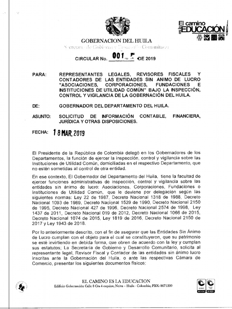 CIRCULAR 1 2016 SECRETAR A GENERAL DE LA PRESIDENCIA visual data 3