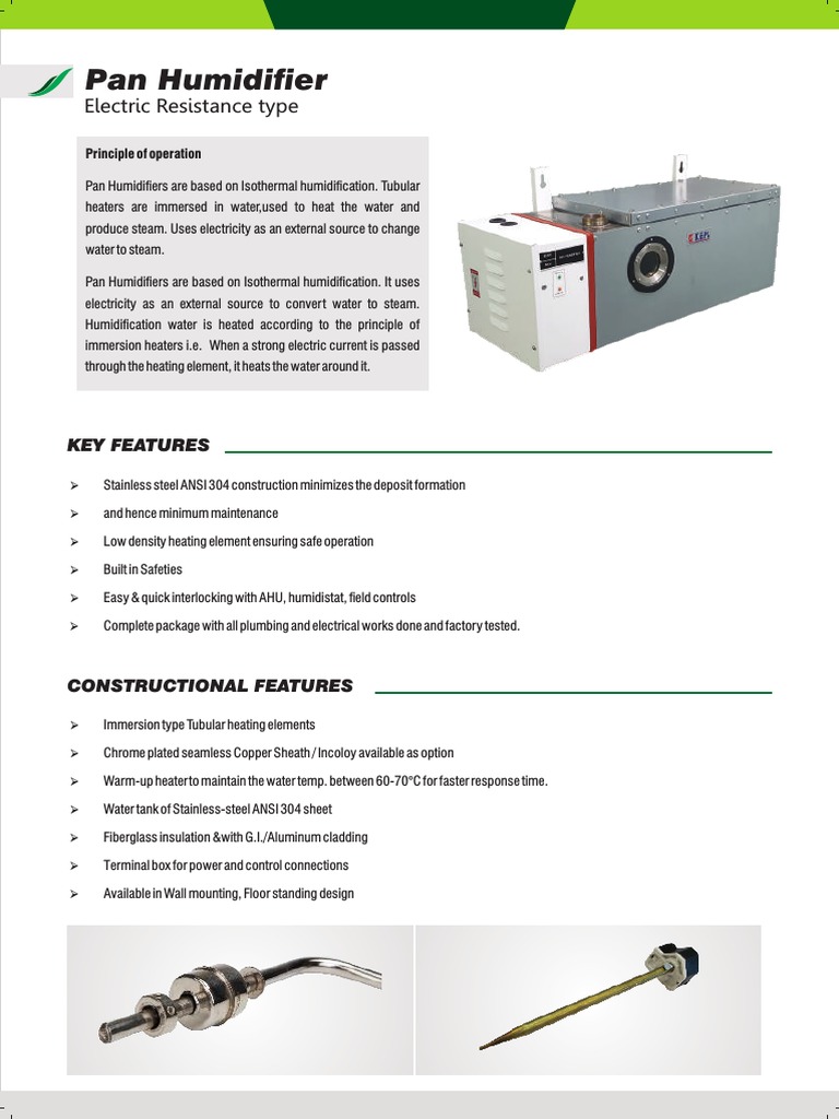 Pan Humidifier PDF Water Electricity