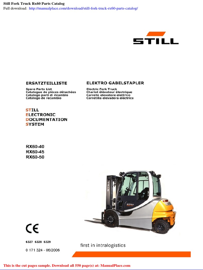Still Fork Truck Rx60 Parts Catalog | PDF | Forklift | Truck