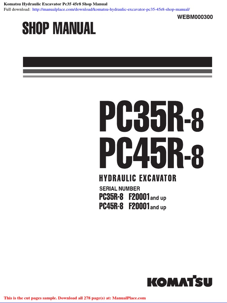 Komatsu PC35-45R8 Excavator Manual | PDF | Color | Screw