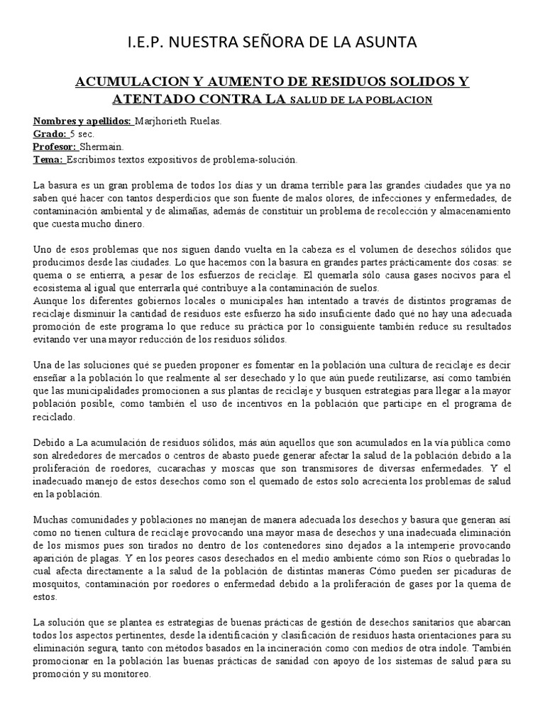 Problematica de Exceso de Basura | PDF | Residuos | Reciclaje