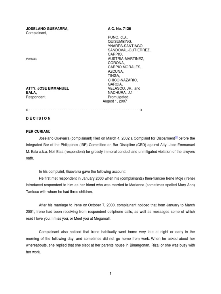 Guevarra V Eala PDF Disbarment Evidence (Law)