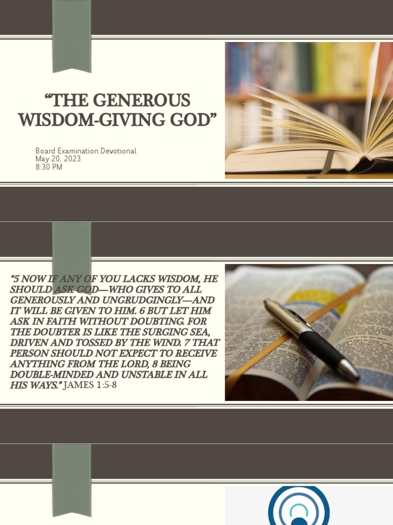 The Generous Wisdom-Giving God LET Examinees Devotional | PDF | Bad ...