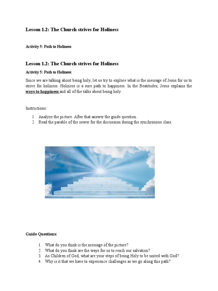 Path to Holiness in the Church | PDF