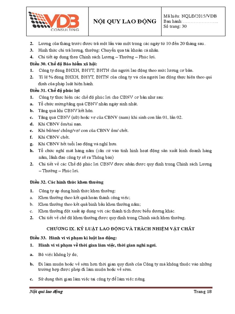 Quy Định Xử Lý Kỷ Luật - Vdb | PDF