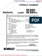 Kobelco Sk220 Sk220lc Hydraulic Excavator Book Code No S5lq0004e