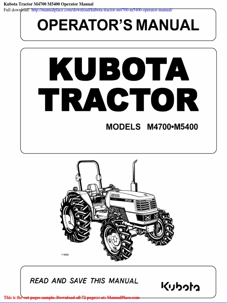 Kubota Tractor m4700 m5400 Operator Manual | PDF