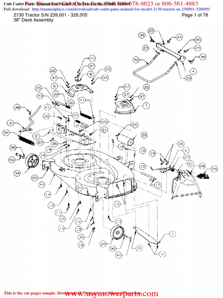 Cub Cadet Parts Manual For Model 2130 Tractor SN 239001 326005 Download Free PDF Gear Screw