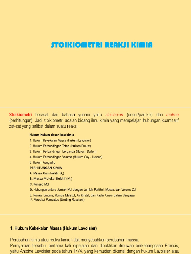 Stoikiometri dan Hukum Kimia Dasar | PDF | Metode & Bahan Ajar | Sains ...