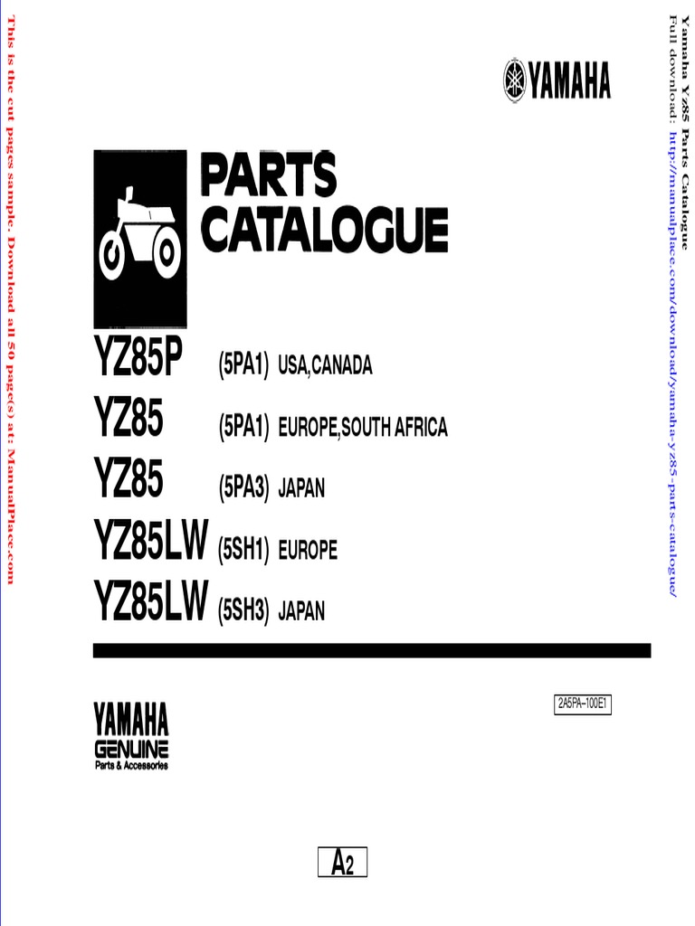 YAMAHA YZ85 SERVICE MANUAL PDF FREE DOWNLOAD visual data 5