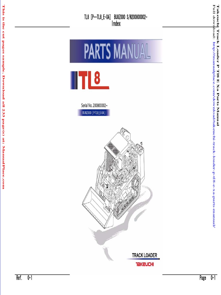 Takeuchi Track Loader P Tl8 e Xa Parts Manual | PDF | Electrical