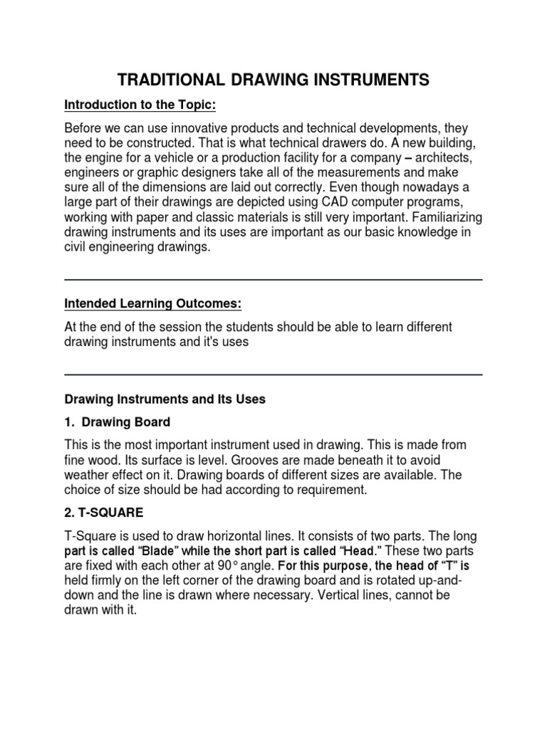 Overview of Traditional Drawing Tools | PDF | Home & Garden