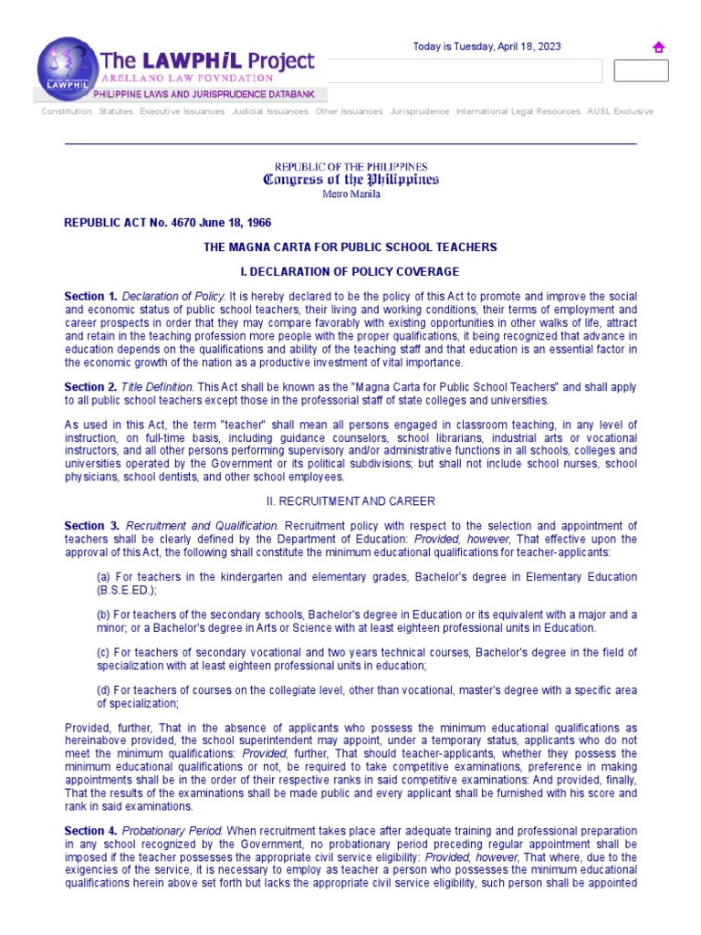 Ra 4670 magna carta for public school teachers pdf cost of living