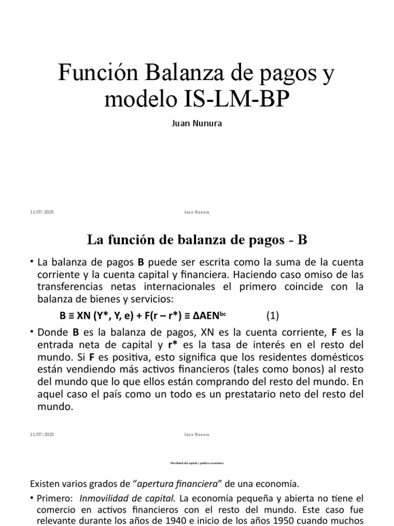 Función de la Balanza de Pagos y IS-LM-BP | PDF | Tipo de cambio ...