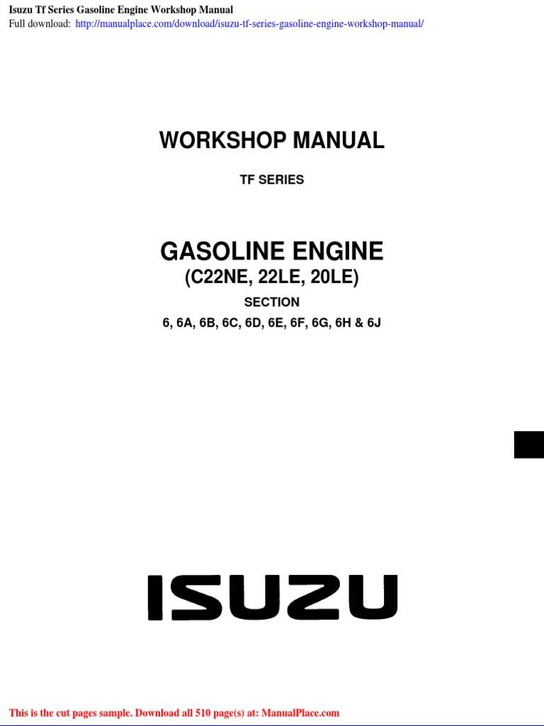 ISUZU ENGINE SERVICE MANUAL visual data 5