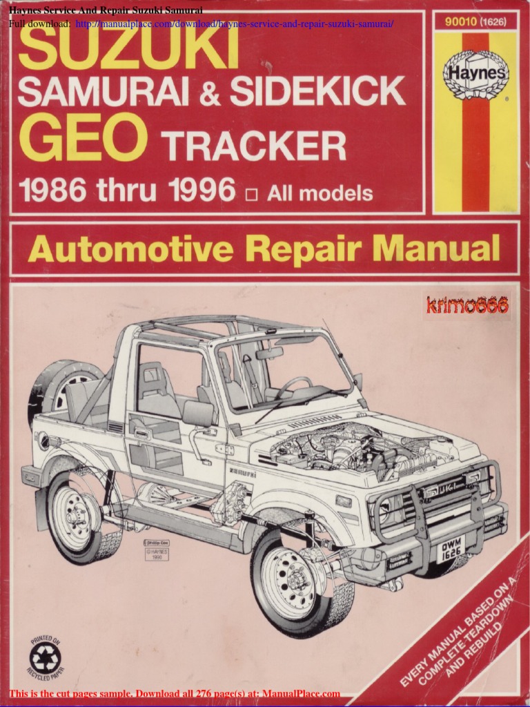 Haynes Service and Repair Suzuki Samurai | PDF | Home & Garden