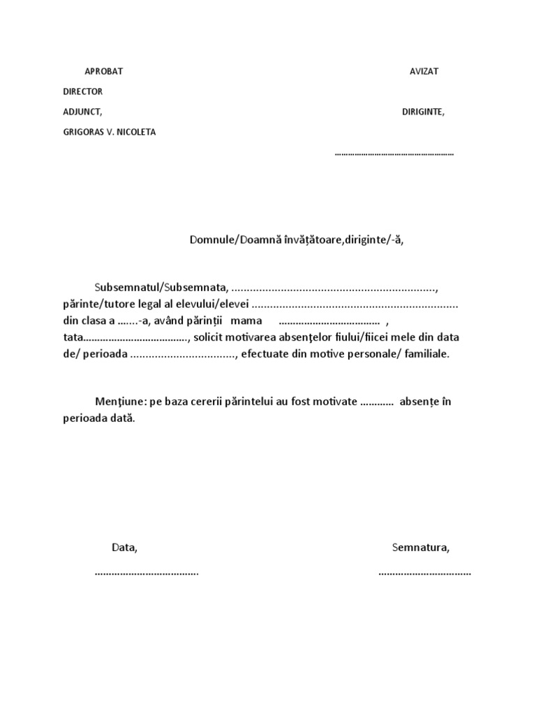 Cerere Invoire Absente | PDF