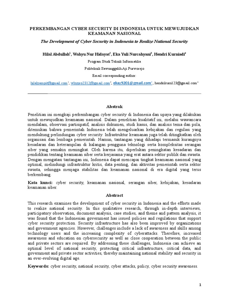 Perkembangan Cyber Security Di Indonesia Untuk Mewujudkan Keamanan