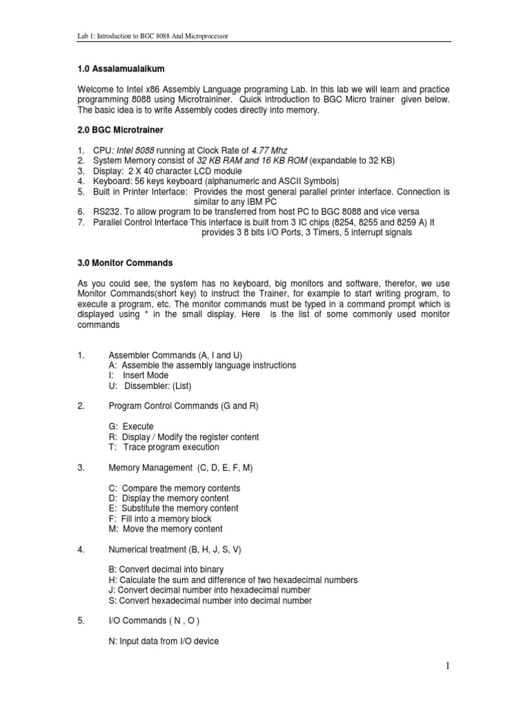 Lab 1 MP Descargar gratis PDF Assembly Language Computer Program