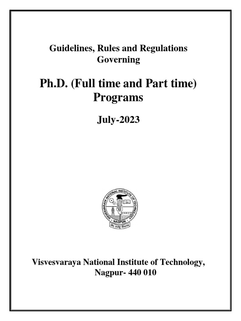 Guidelines Rules Regulations PHD Full Time and Part Time | PDF | Thesis ...