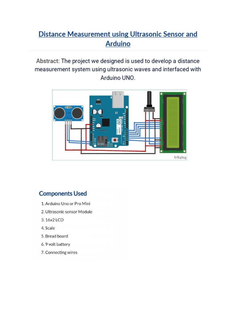 Distance Measurement Using Ultrasonic Sensor and Arduino: Abstract | PDF