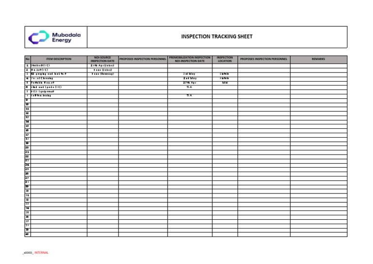 Inspection Tracking Sheet PDF