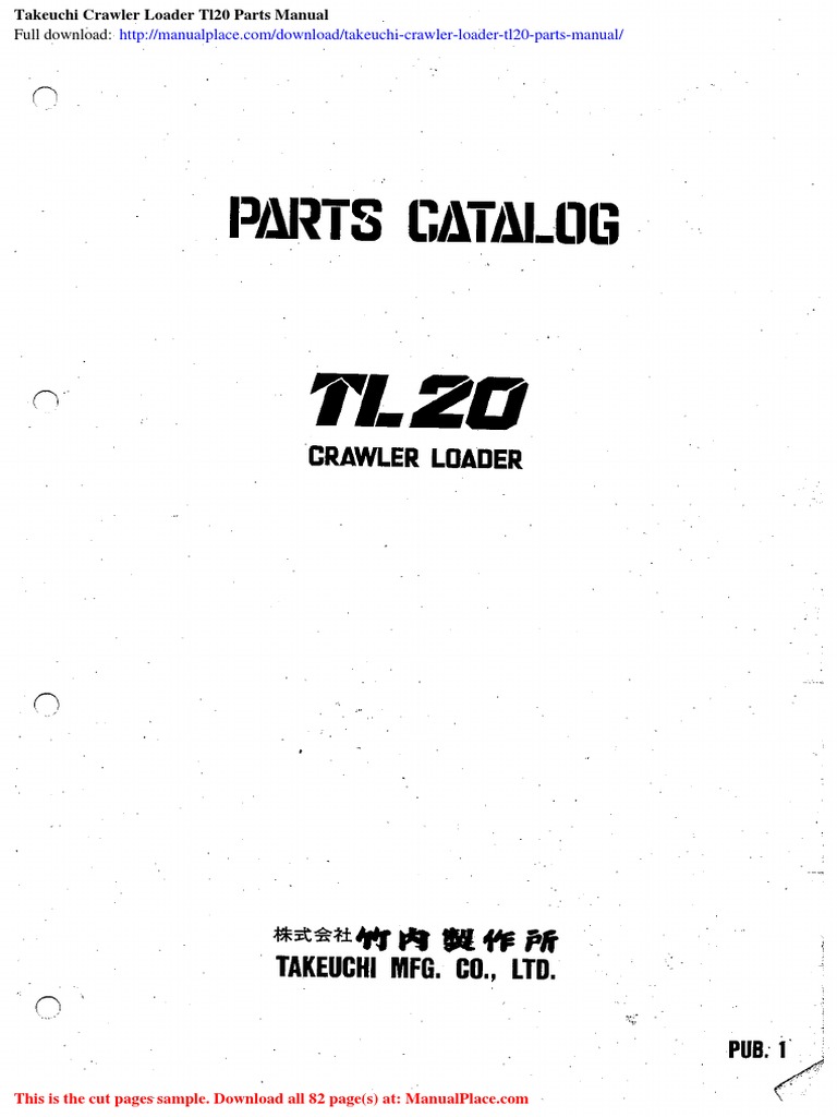 Takeuchi Crawler Loader Tl20 Parts Manual | PDF