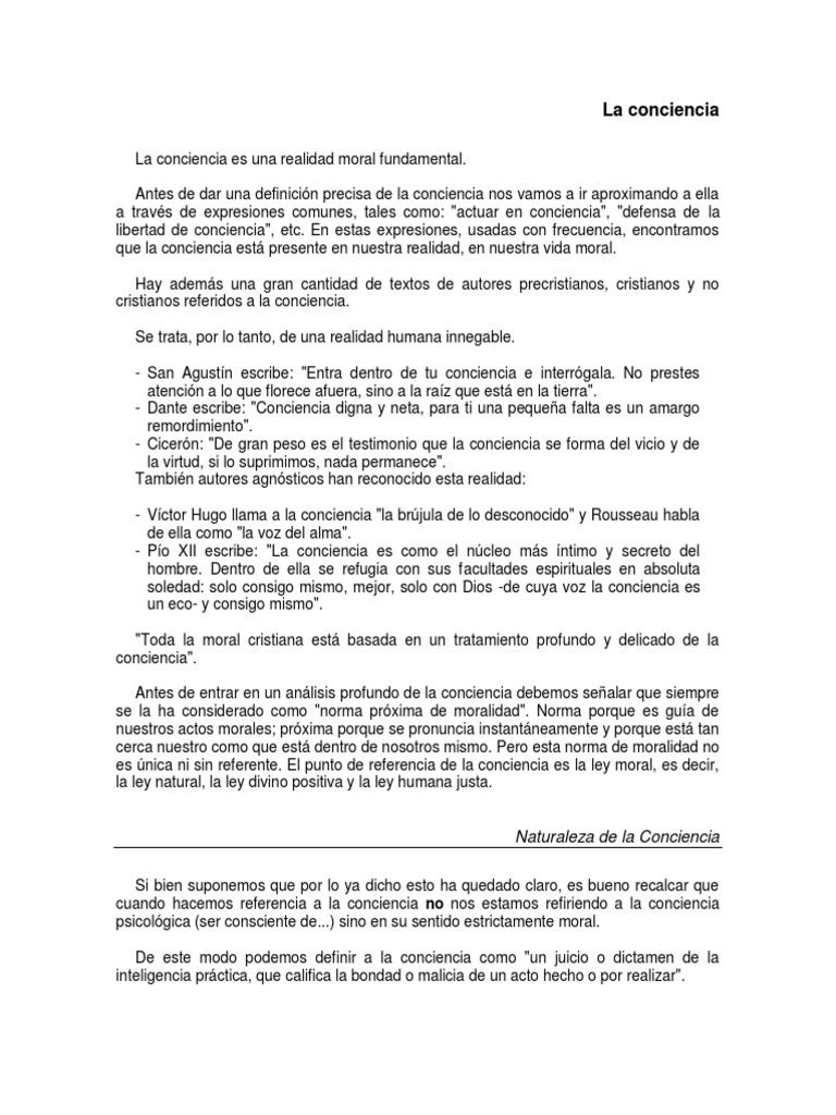 Lectura 3 La Conciencia | PDF | Moralidad | Certeza