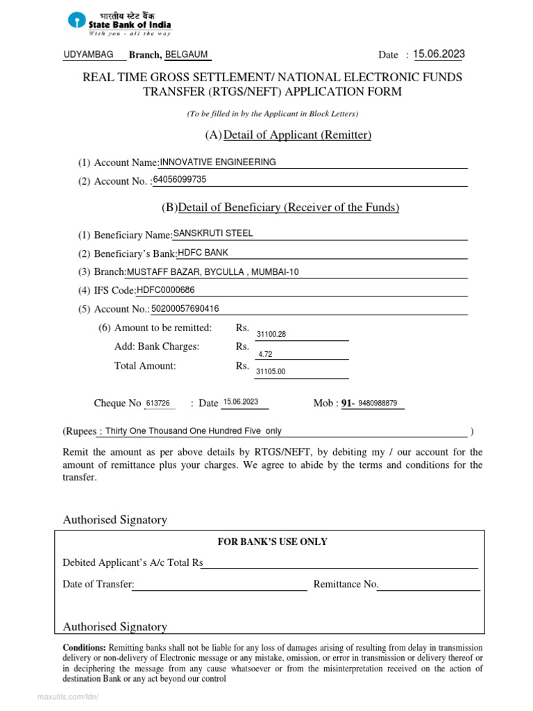 sbi-rtgs | PDF