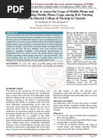 An Exploratory Study To Assess The Usage of Mobile Phone and Attitude Regarding Mobile Phone Usage Among B.SC Nursing Students in Selected College of Nursing in Chennai