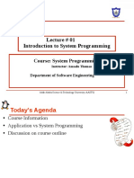 Lecture # 01 Introduction To System Programming