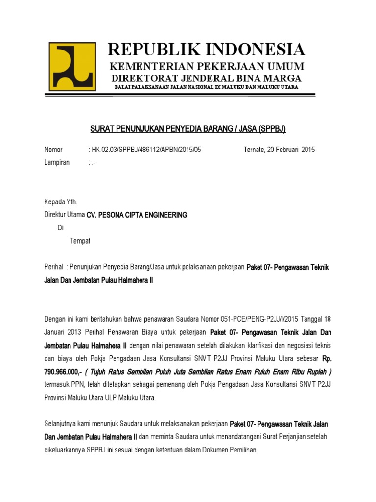 Penunjukan Penyedia Jasa SPPBJ | PDF | Teknologi & Rekayasa