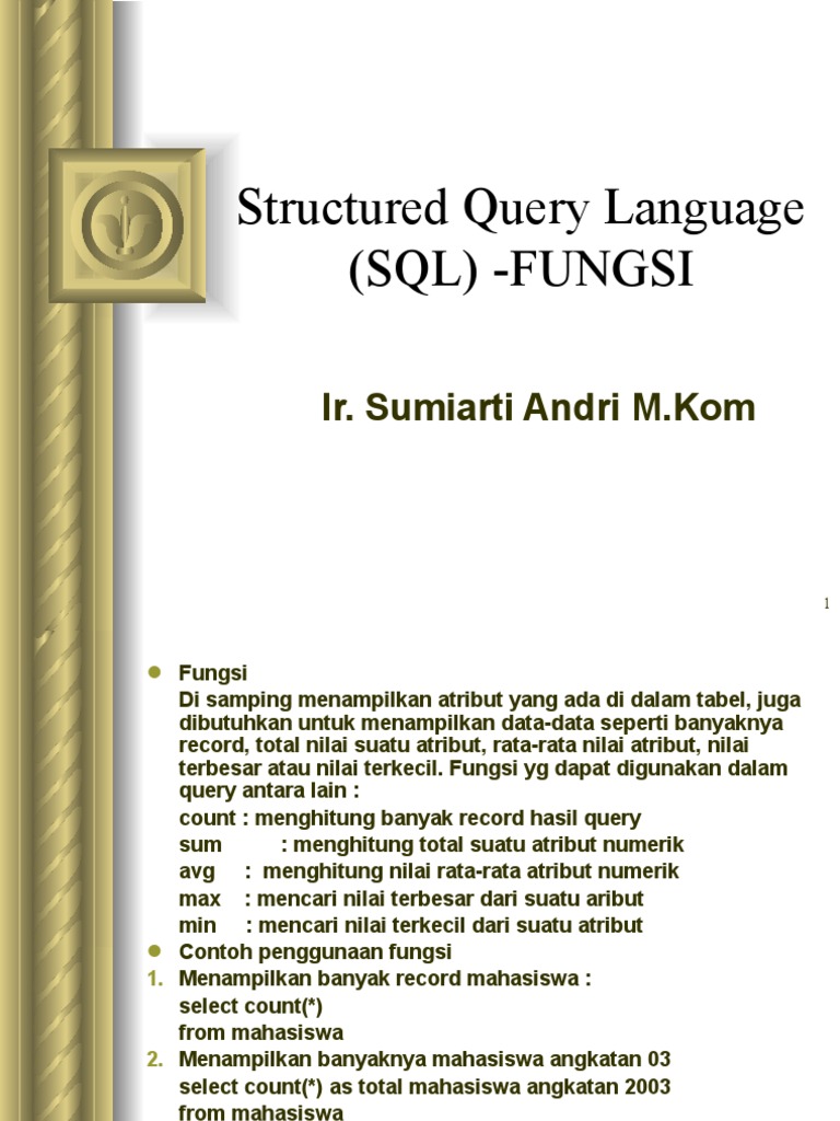 Fungsi Sql Pdf