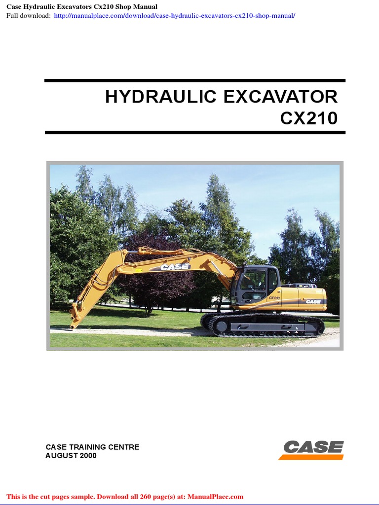 Case Hydraulic Excavators Cx210 Shop Manual | PDF