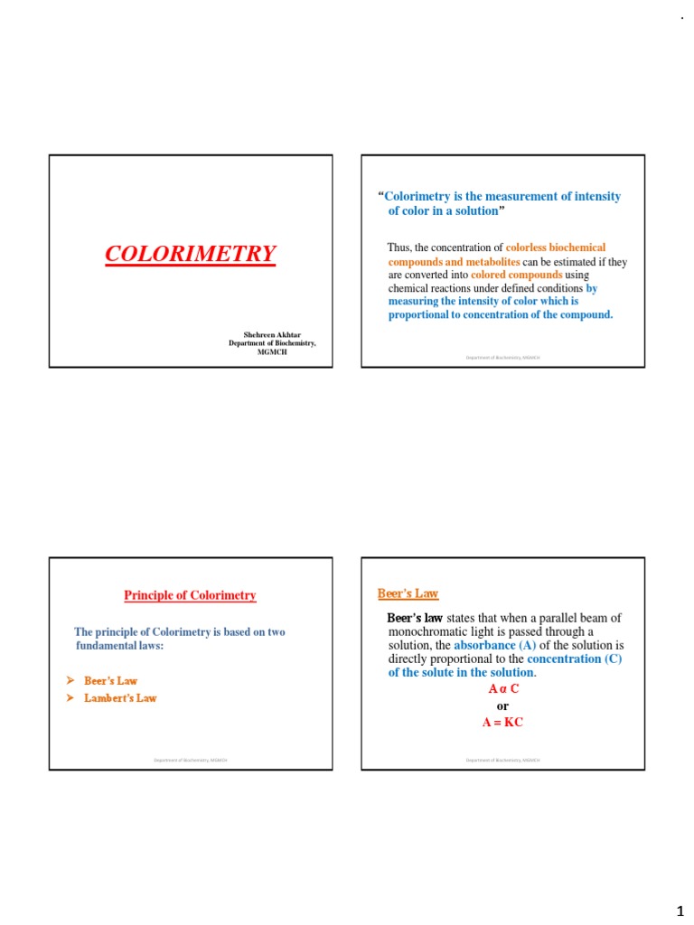 Colorimetry PDF Absorbance Scientific Techniques
