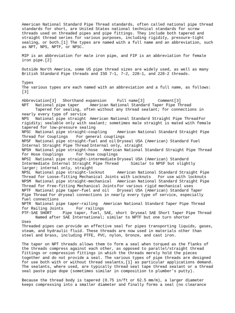 Npt Pdf Pipe Fluid Conveyance Mechanical Engineering