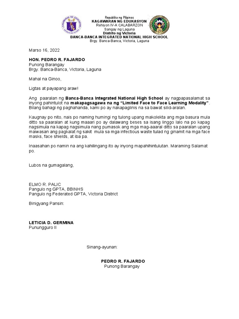 Request Letter To Brgy For Immunization Record | PDF